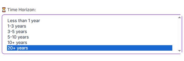 portfoliogpt set time horizon